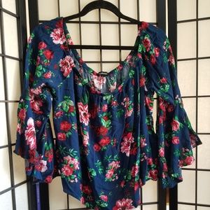 Ambiance floral boho crop bell sleeve 3x
